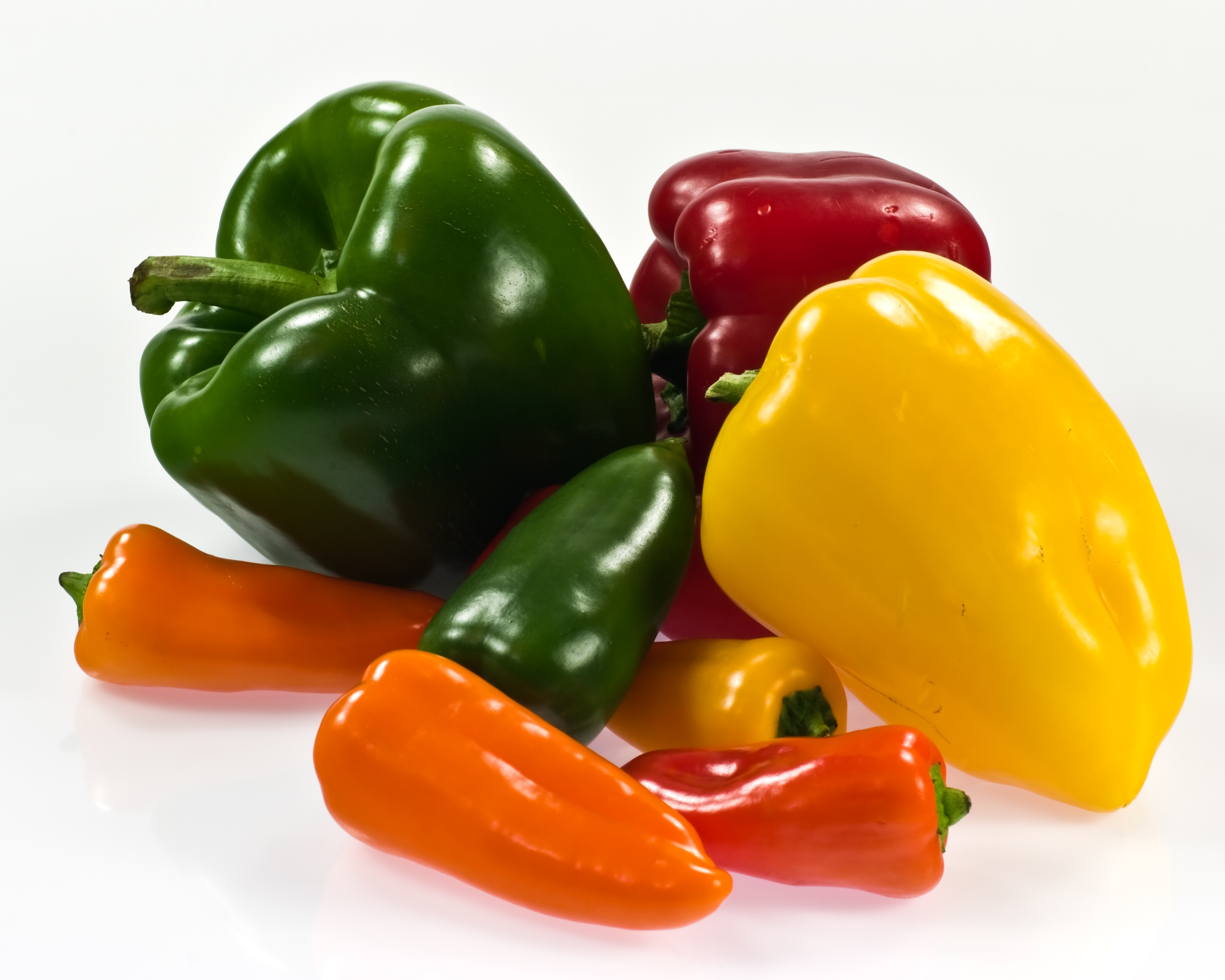 Colorful paprika on white background